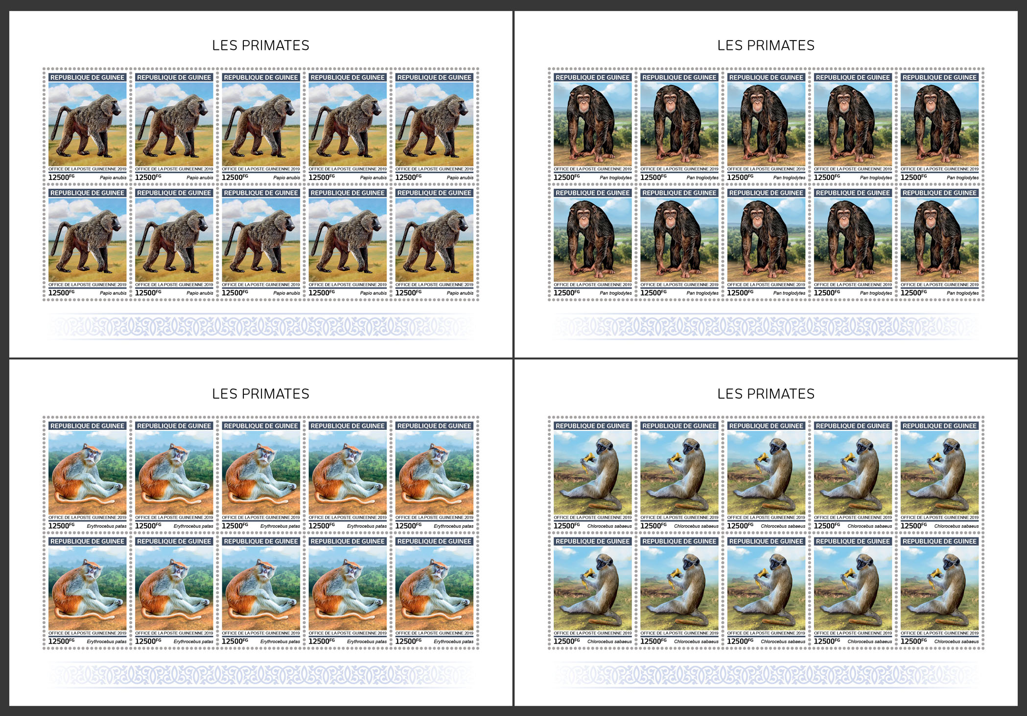 Primates - Issue of Guinée postage stamps
