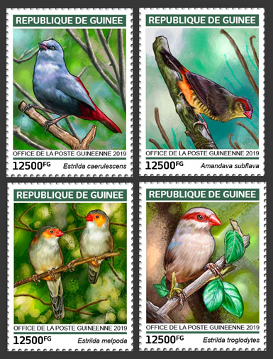 Waxbills - Issue of Guinée postage stamps