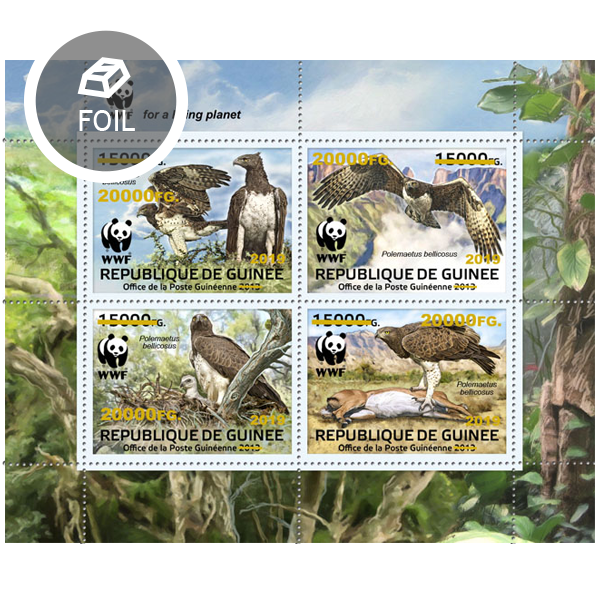 Overprint – WWF: Birds of prey - Issue of Guinée postage stamps