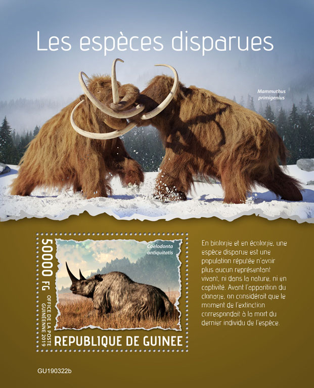 Extinct species - Issue of Guinée postage stamps