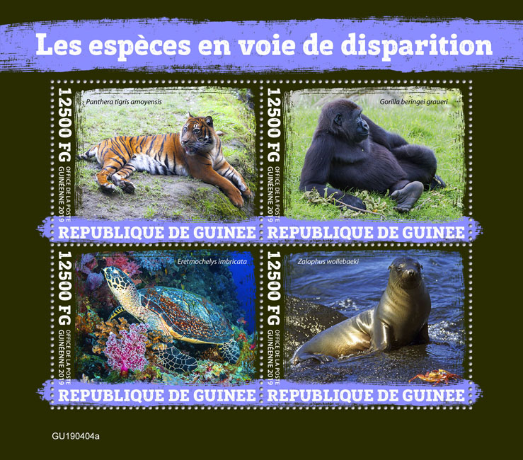 Endangered species - Issue of Guinée postage stamps