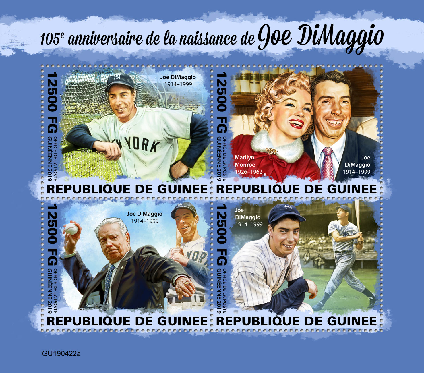 Joe DiMaggio - Issue of Guinée postage stamps