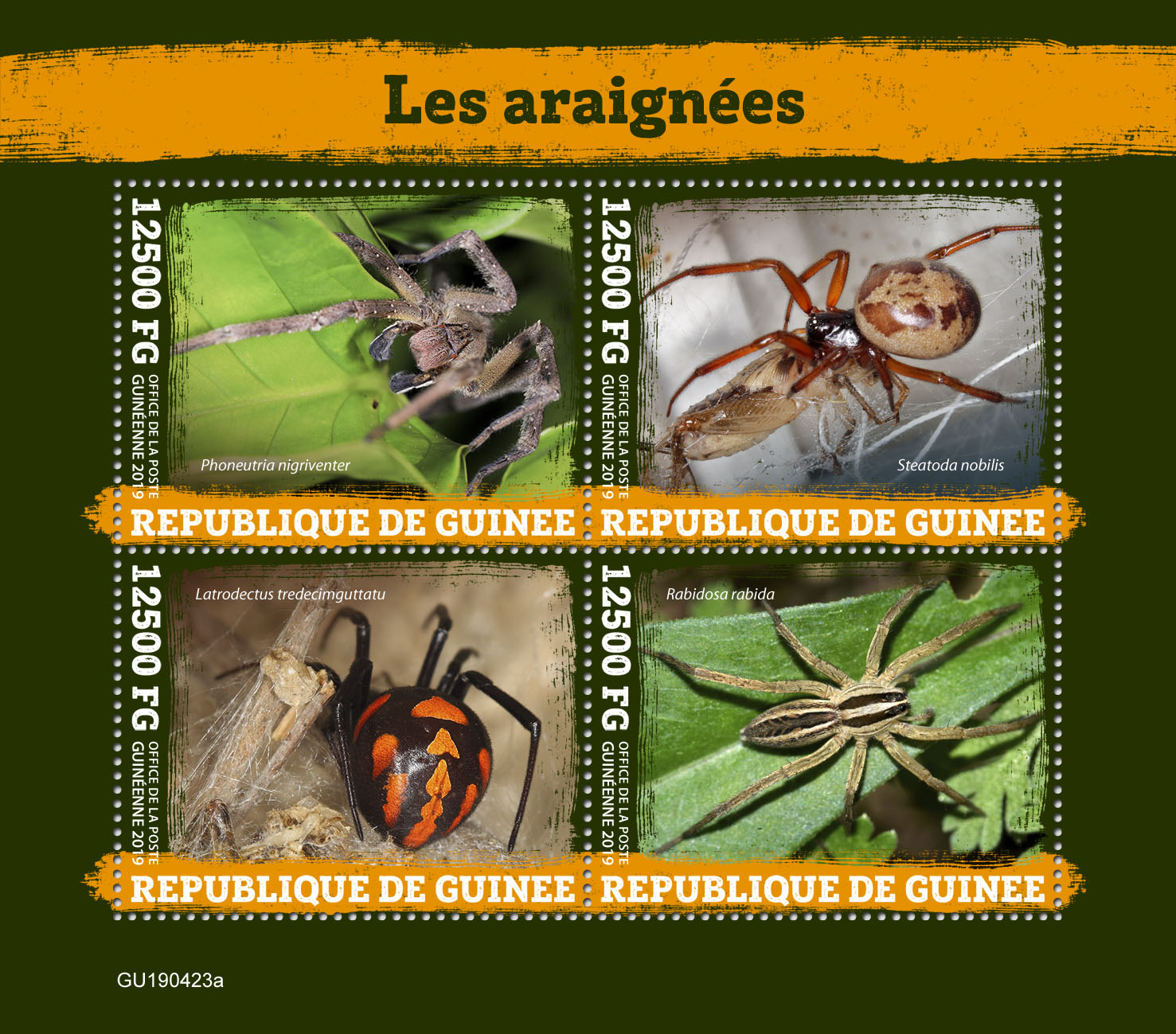 Spiders - Issue of Guinée postage stamps