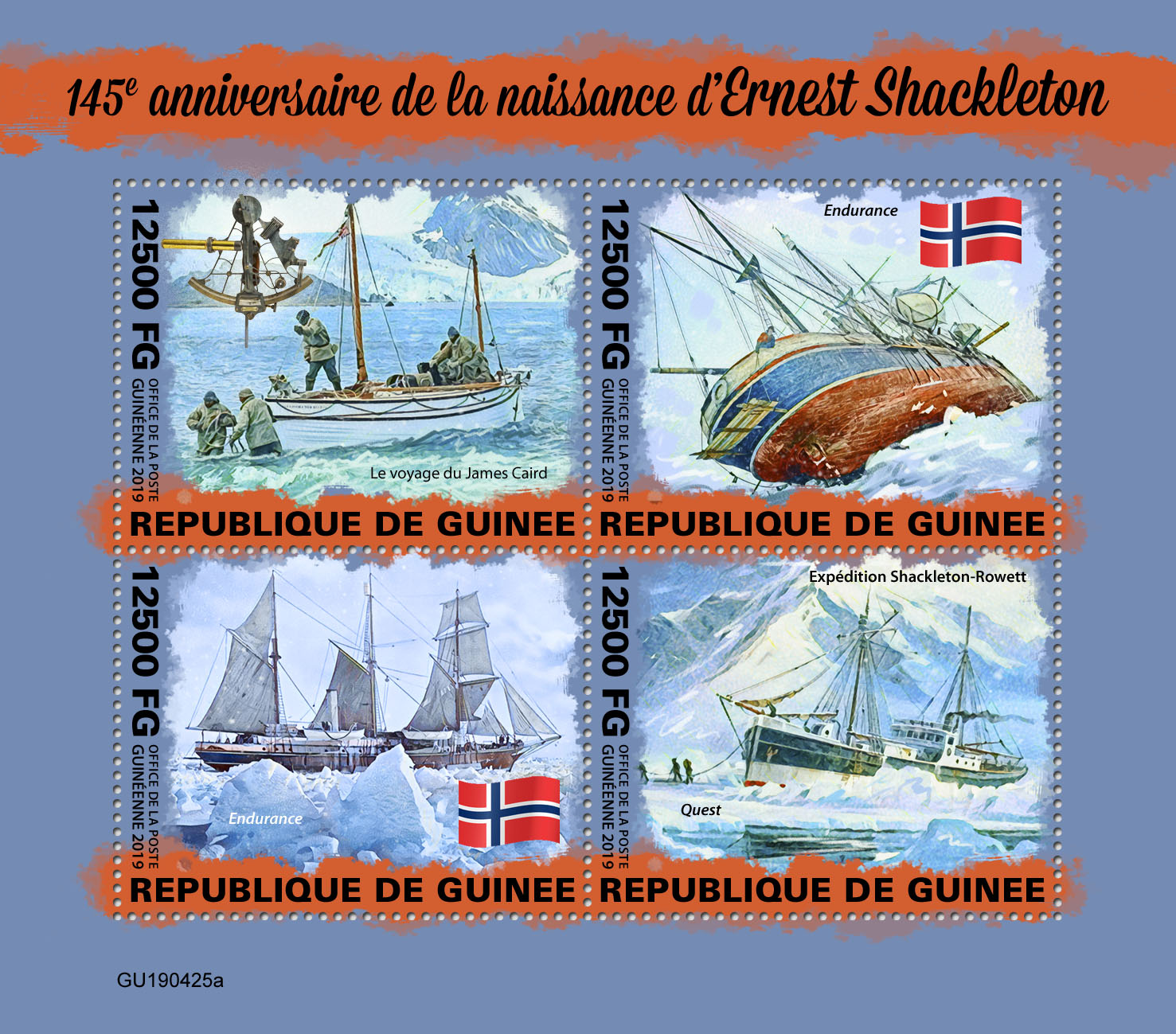 Ernest Shackleton - Issue of Guinée postage stamps