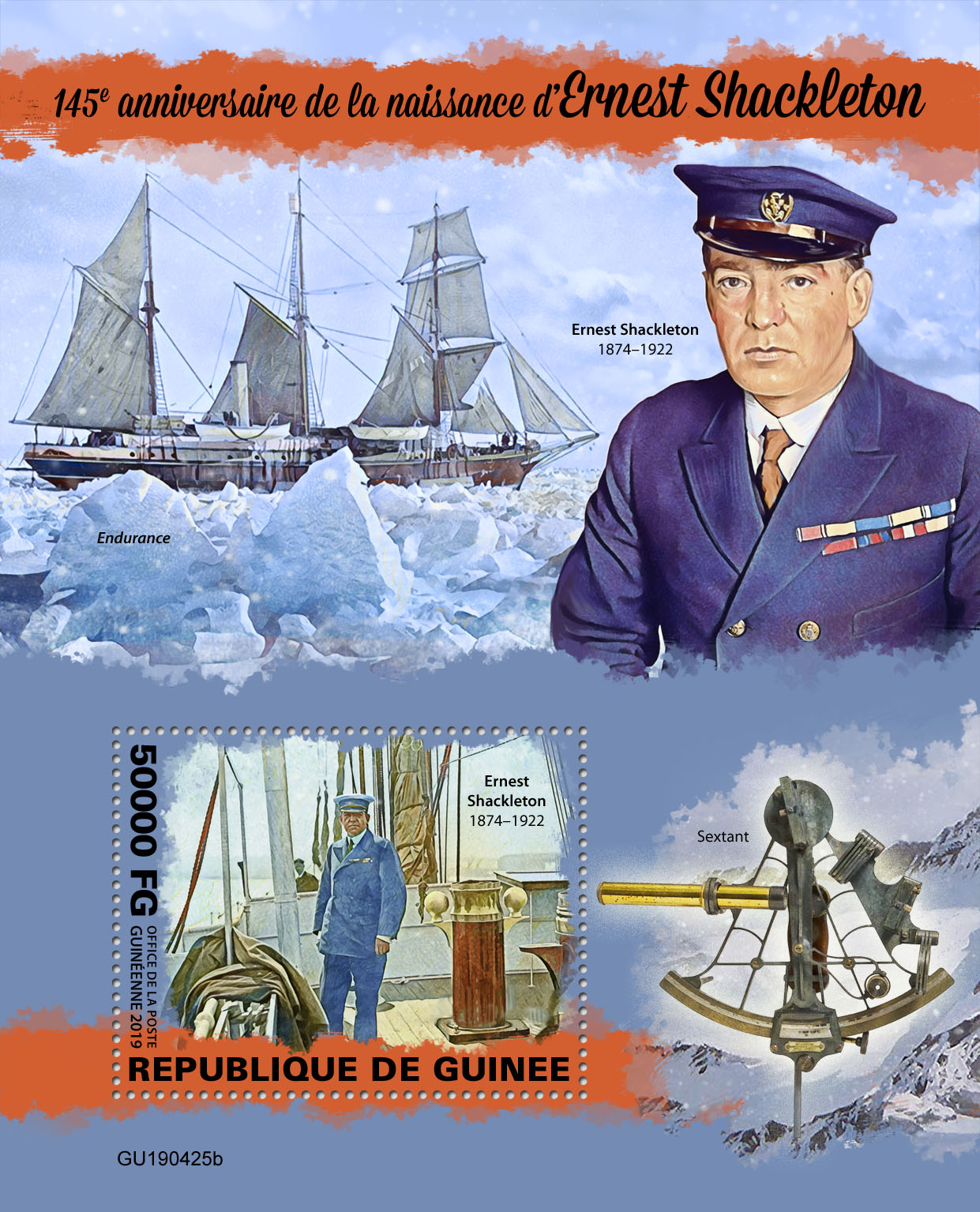 Ernest Shackleton - Issue of Guinée postage stamps