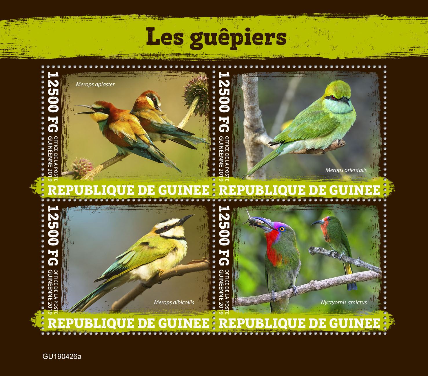 Bee-eaters - Issue of Guinée postage stamps